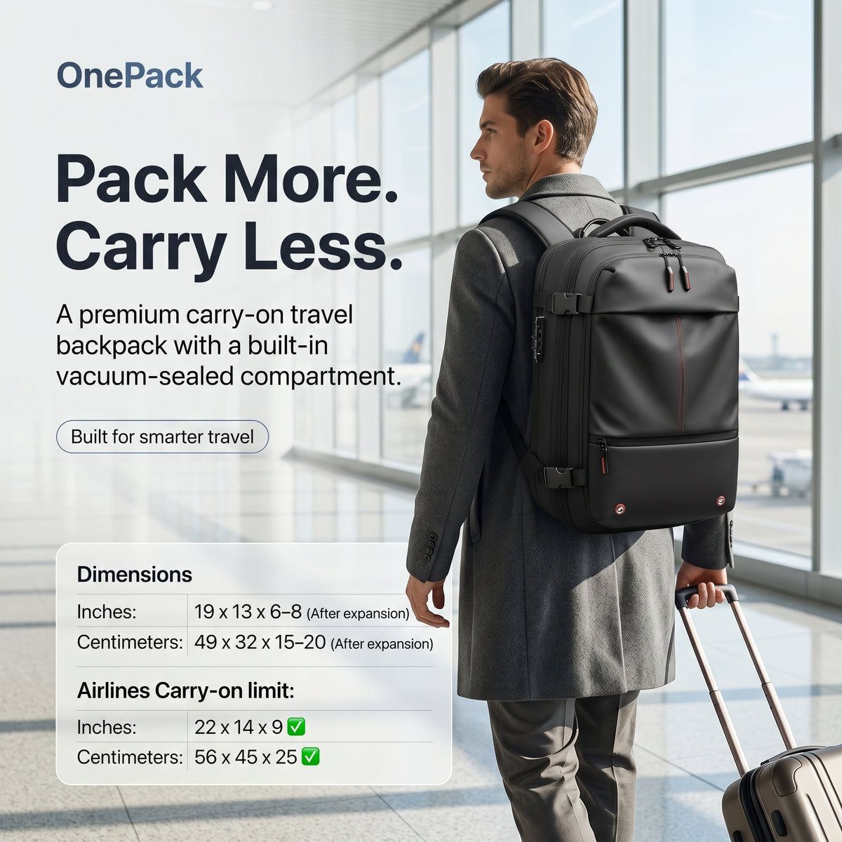 OnePack™ Vacuum Compression Travel Backpack